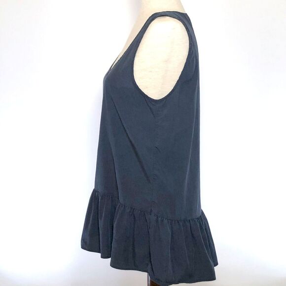 Zara Navy Ruffle Tank Top Small - Picture 3 of 6